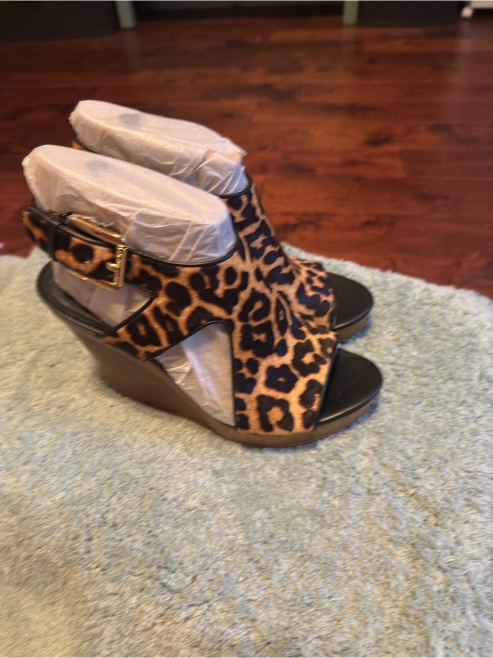 Michael Kors Leopard Print Wedge Sandals - Women